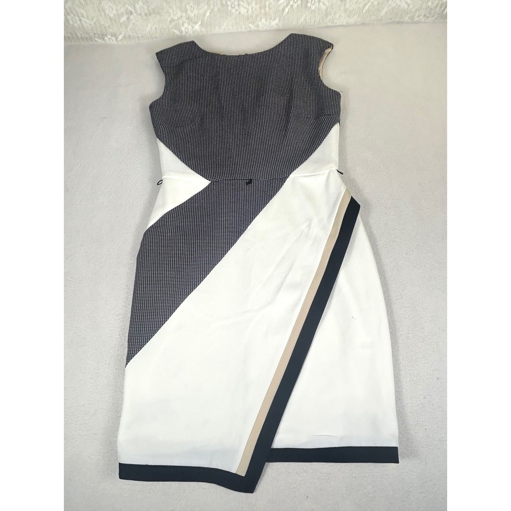 Danny & Nicole Colorblock Sheath Dress Women Size 4 Navy White Careerwear